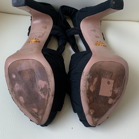 Prada Black Slingback Platform Sandals - Picture 7 of 16